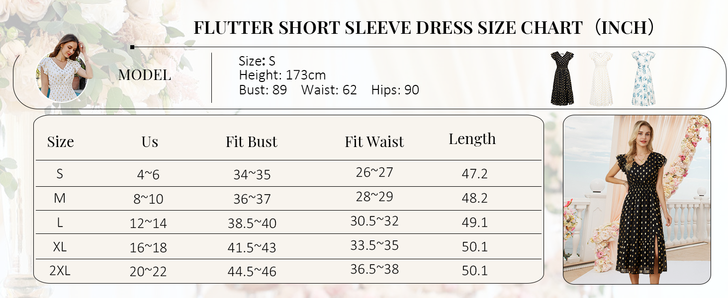 Womens V Neck Ruffle Sleeve Wedding Guest Dresss