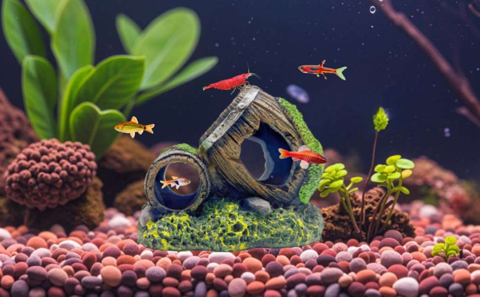 fish tank broken barrel decor