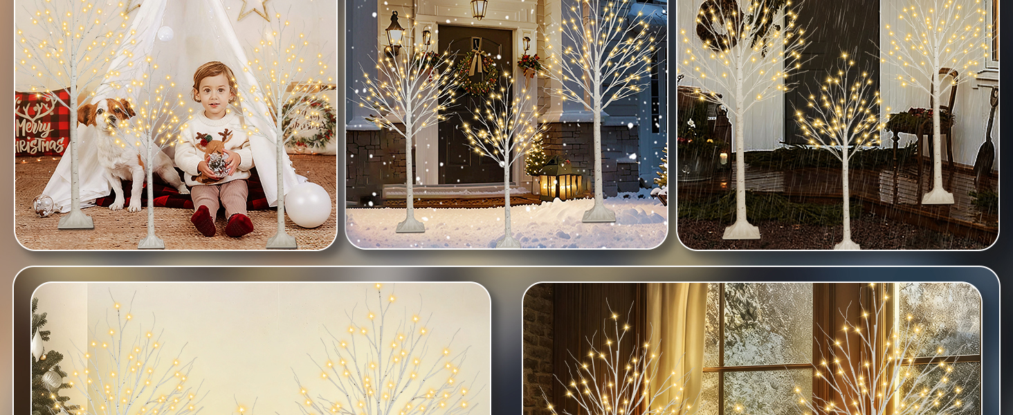 Lighted Christmas Birch Tree