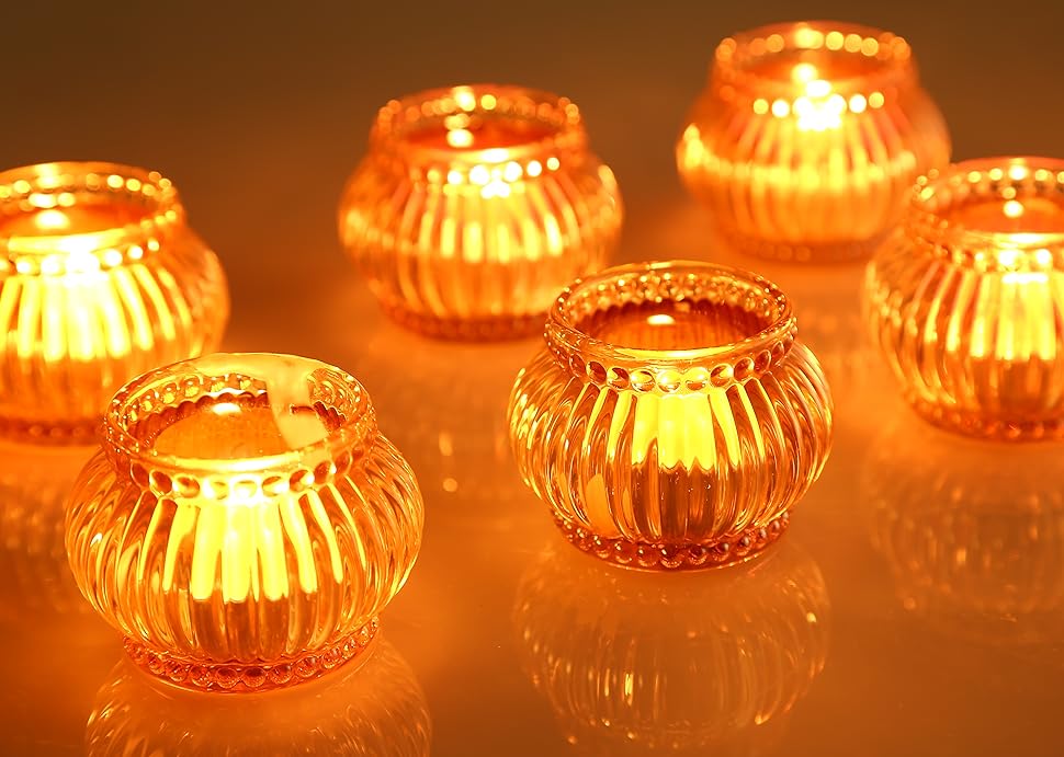 GOLDEAL Gold Round Tealight Holders,Set of 12 Thick Glass,Tea Light