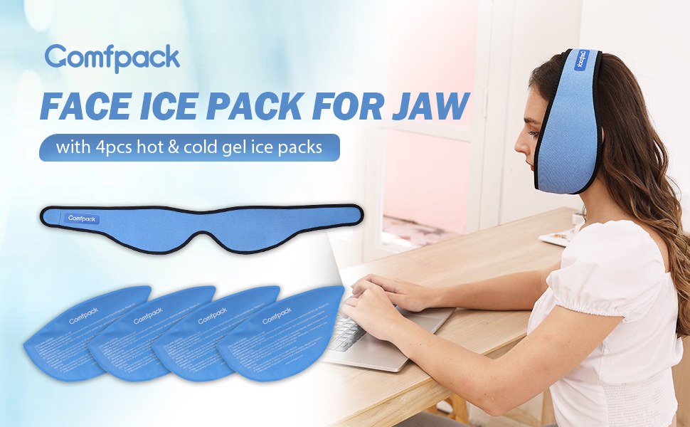 Comfpack Face Ice Pack for Wisdom Teeth, 4 Gel Packs Reusable Hot