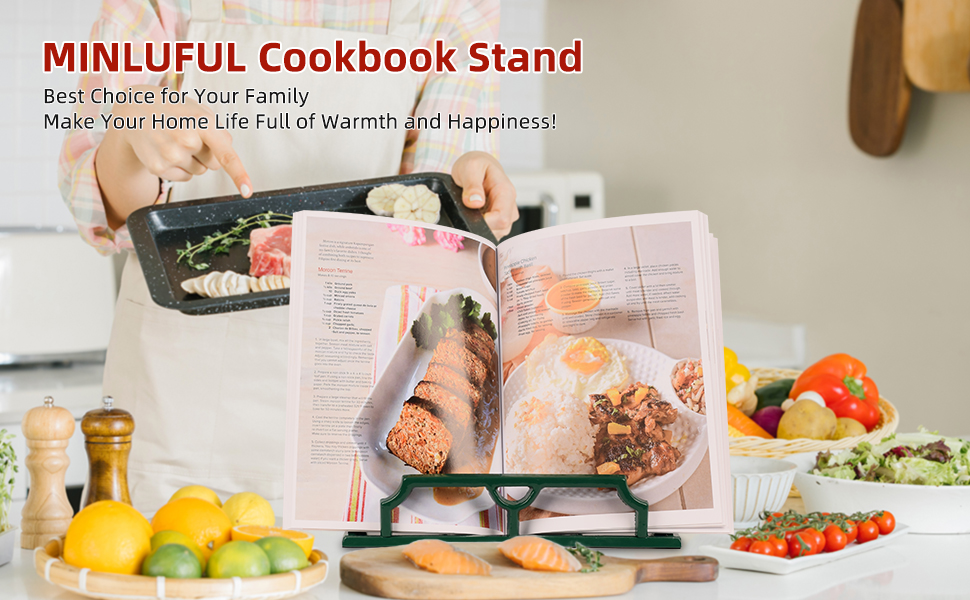 MINLUFUL Vintage Cookbook Stand, Durable Wrought Cast Iron