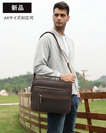 Amazon | [Lannsyne] ショルダーバッグ メンズ 本革 A4対応 14インチ