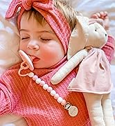 Ali+Oli Silicone Pacifier Clip for Baby (Thin Pink) 100% Food-Grade BPA Free Newborn Pacifier Hol...
