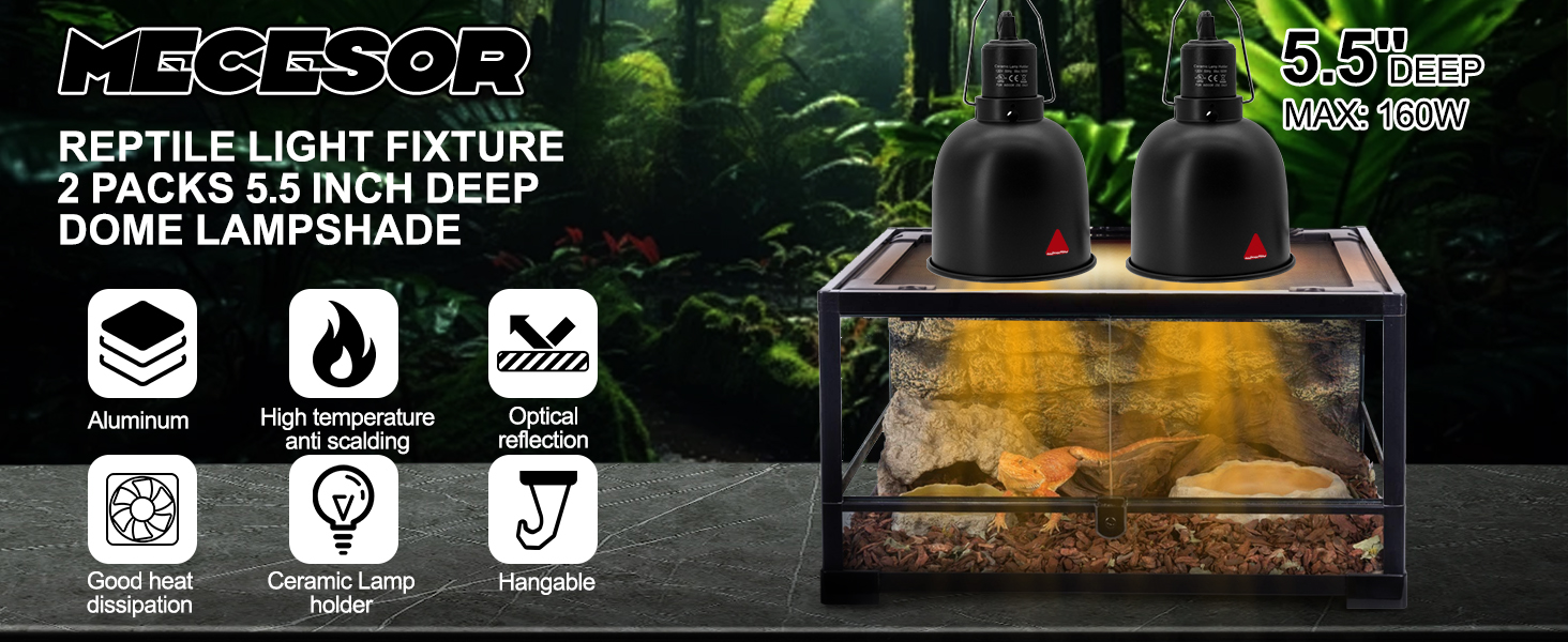 reptile light fixture Reptile Light Fixture 2 Packs 5.5 Inch Deep Dome Lampshade Reptile Heat Lamp