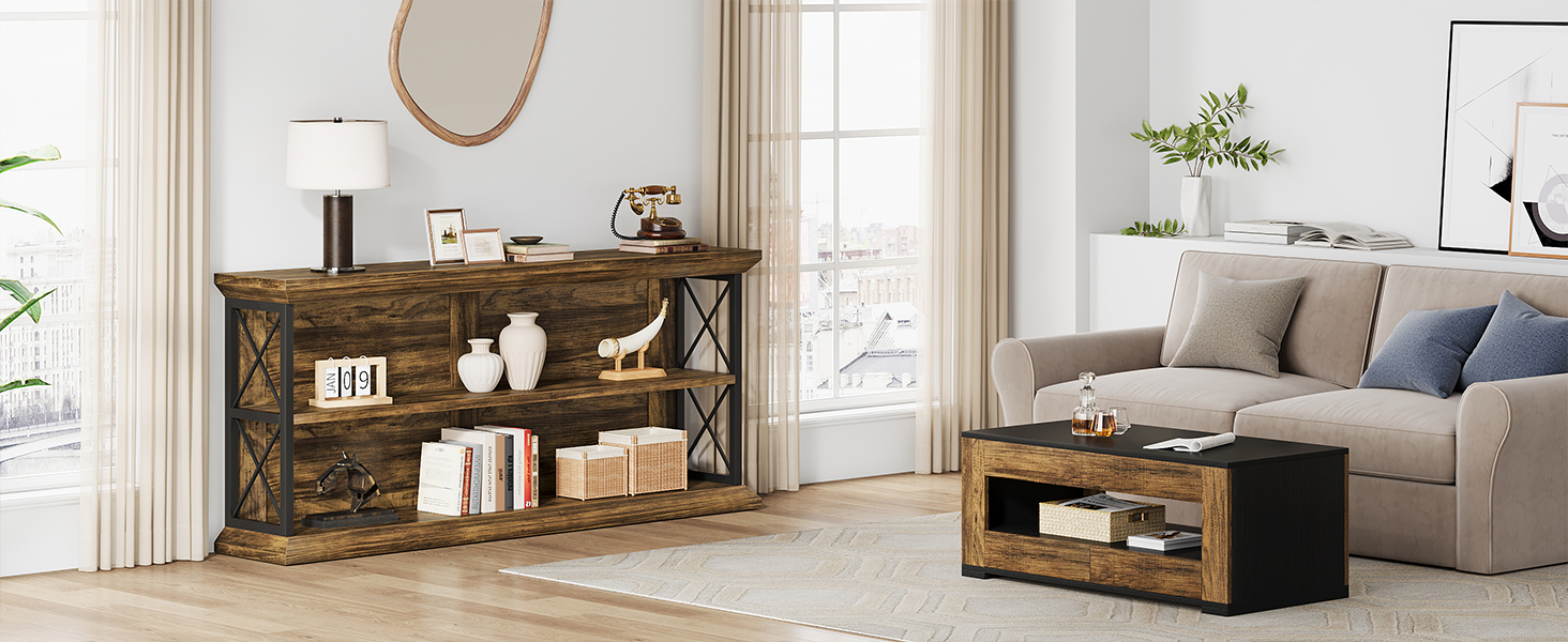 Condemo 63 Inch Extra Long Console Table, Entryway Table