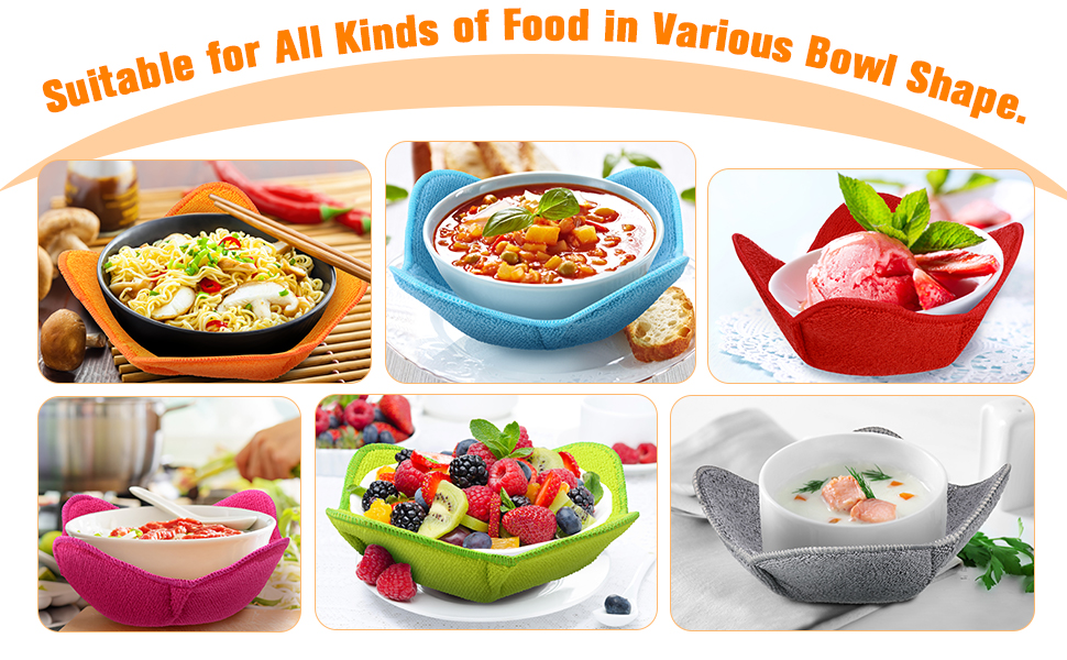 4PCS Microwave Safe Bowl Holder, Bowl Huggers Rice Bowl Huggers with