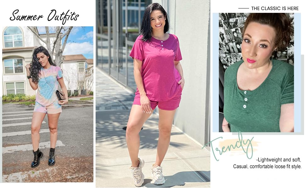 IEPOFG Womens Summer Casual 2 Piece Shorts Set, Soft & Comfy