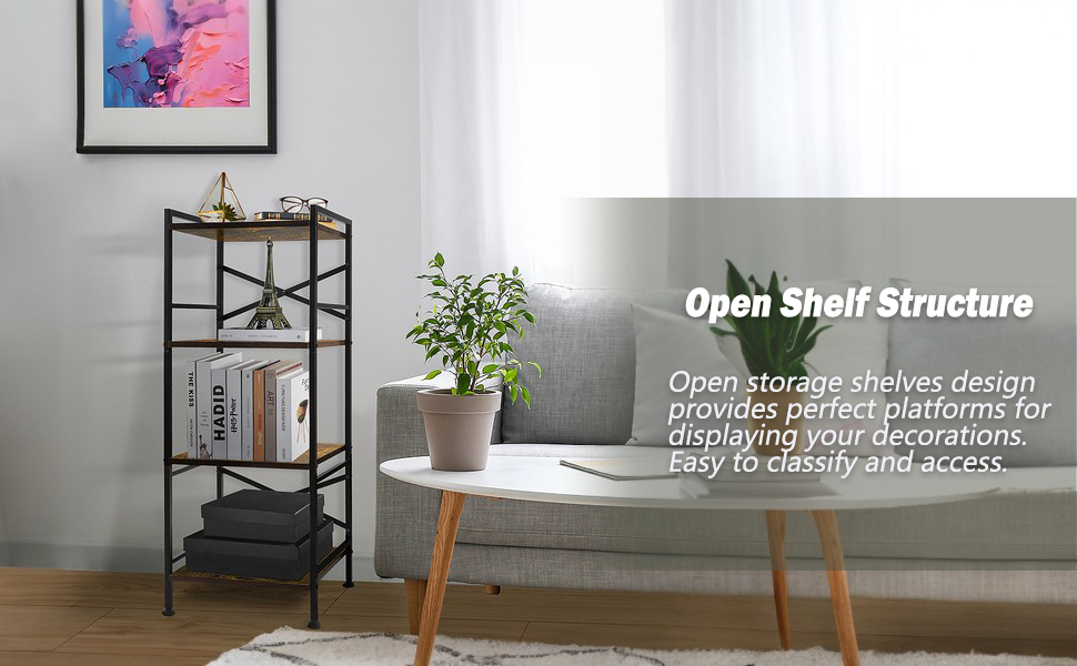 GIOTORENT 4 Tier Book Shelf, Small Bookshelf Storage Organizer