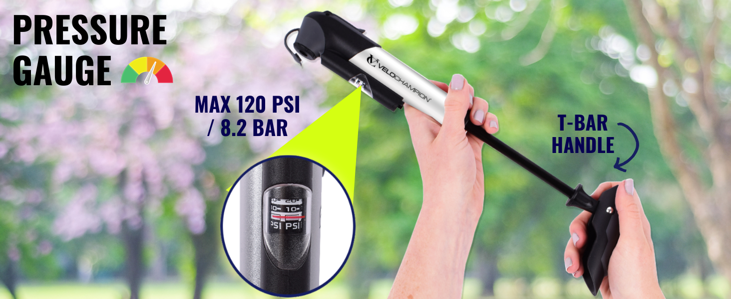 BIKE PUMP WITH PRESSURE GAUGE