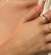 TLY Gold Necklace for Women 14k Gold Plated Non Tarnish Dainty Gemstone Crystal Oval Pendant Neck...