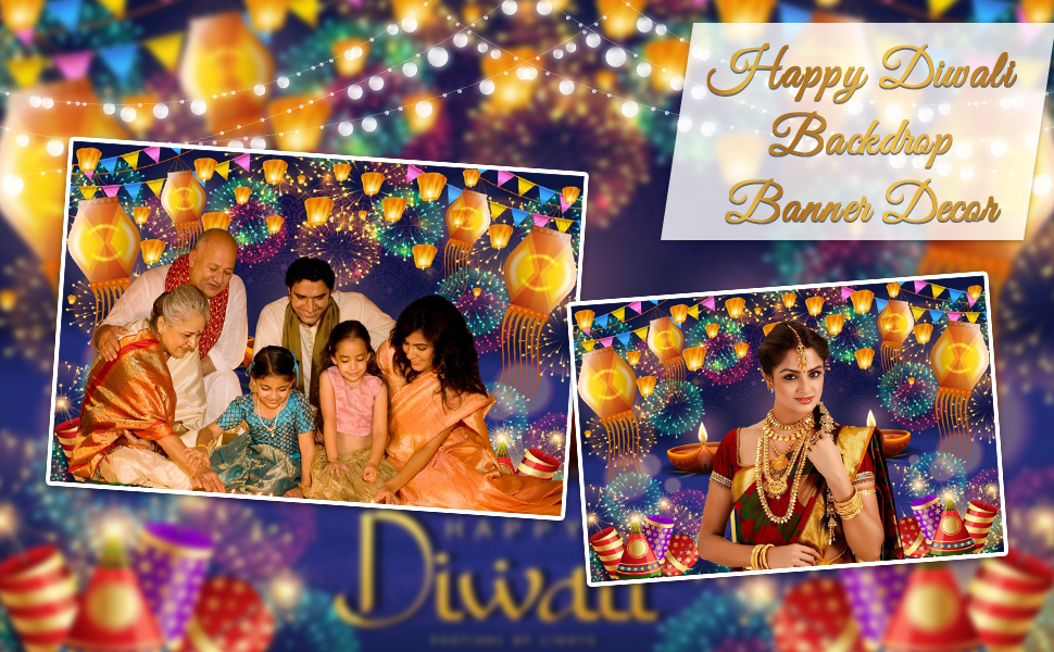 ZJRBJB 8x6ft Happy Diwali Backdrop Banner Decor Festival
