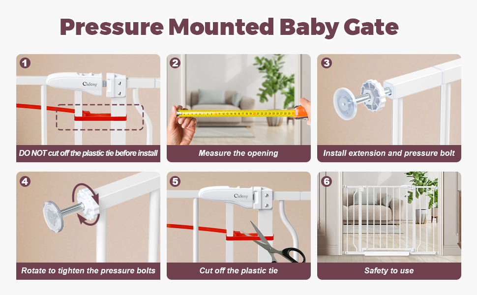 Pressure Mounted Installation Baby Gate Dog Gate Pet Gate