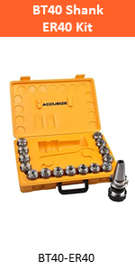 Accusize Industrial Tools 15-Pc ER40 Chuck Set Plus 1-Pc BT40-ER40-80mm Chuck Holder