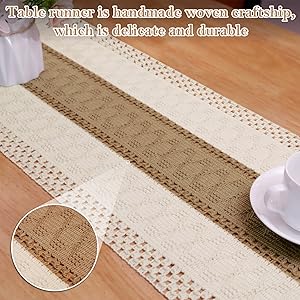Macrame Table Runner Splicing Cotton and Burlap Table Runner