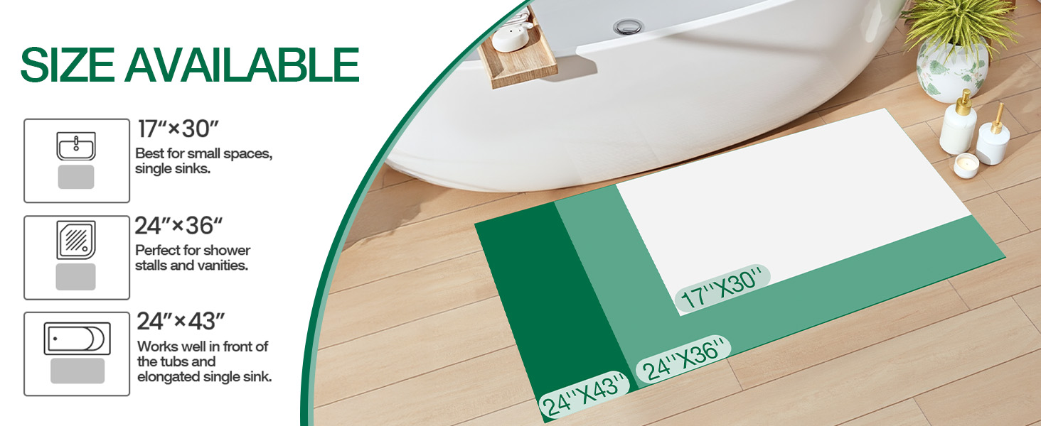 Sizes: 17 inches x 30 inches, 24 inches x 36 inches, 24 inches x 43 inches