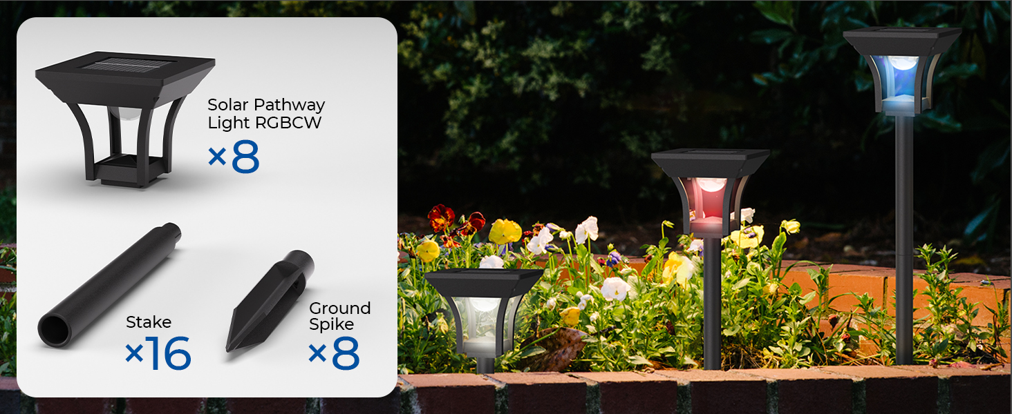 RGBCW outdoor solar garden lights