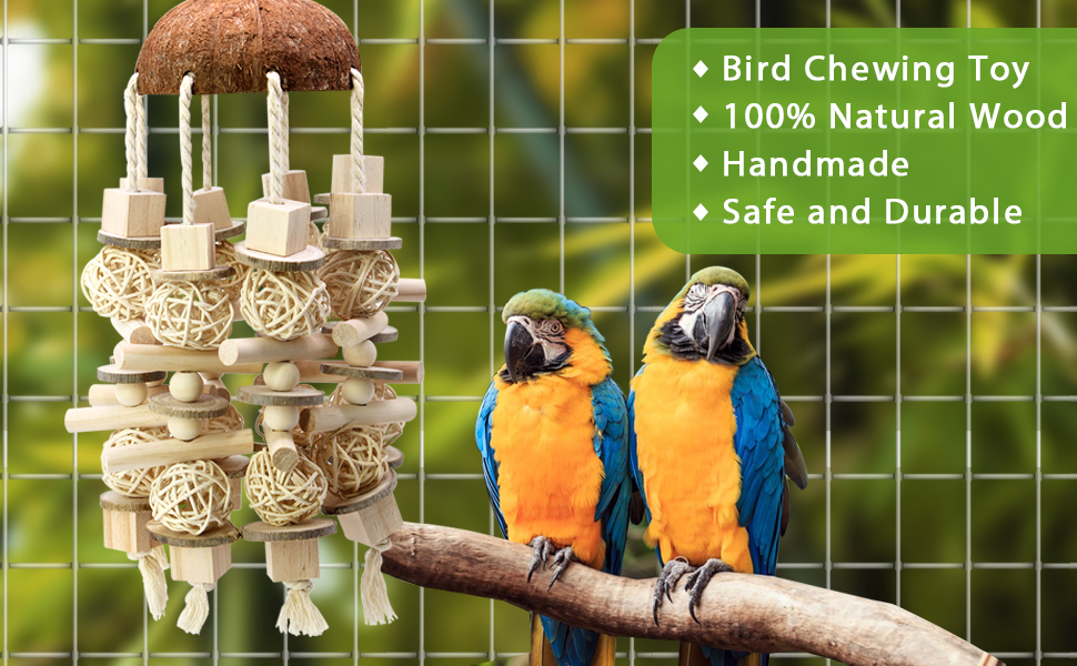 MQUPIN Large Bird Parrot Chewing Toy,22 Inch Hanging Chewing Natural