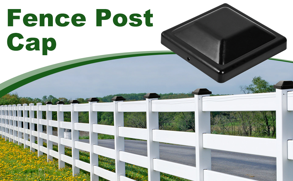 16PCS Plastic Fence Post Caps, 4 x 4(3.5 x 3.5) Inch Black Fence Post
