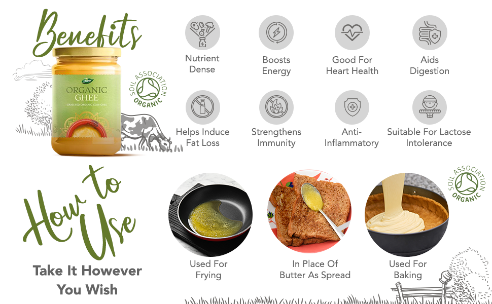 Dabur Pure Organic Ghee Gras Fed Organic Cow Ghee I Certified I