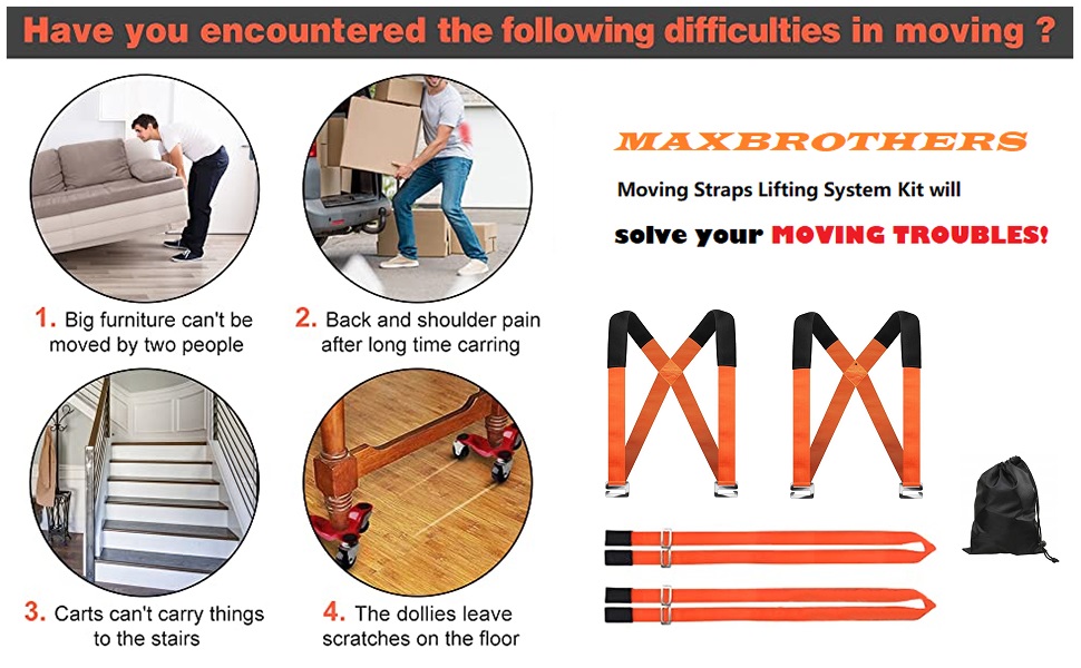 MAXBROTHERS Moving Straps, Shoulder Lifting for Move, Lift, Carry