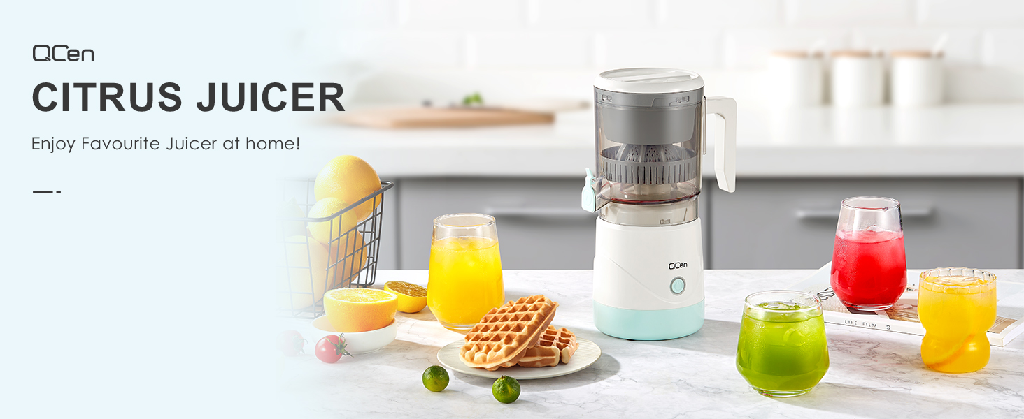 QCen Electric Citrus Juicer, Portable Orange Squeezer for