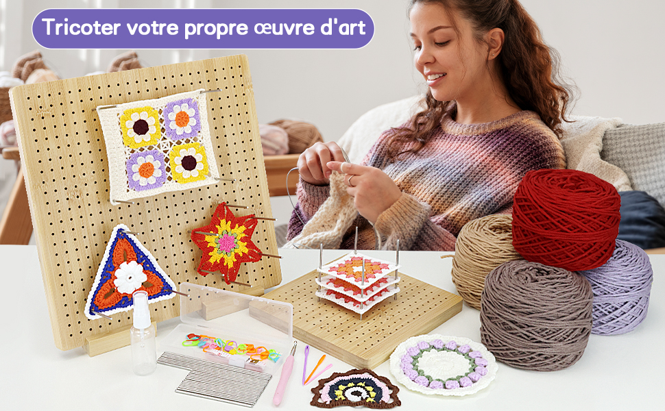 Planche de Blocage au Crochet 12,8 pouces Planche de Blocage Carrée Granny Square Planche de
