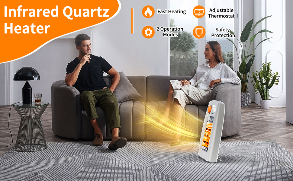 tectake Infrared Space Heater, Portable Radiant Quartz