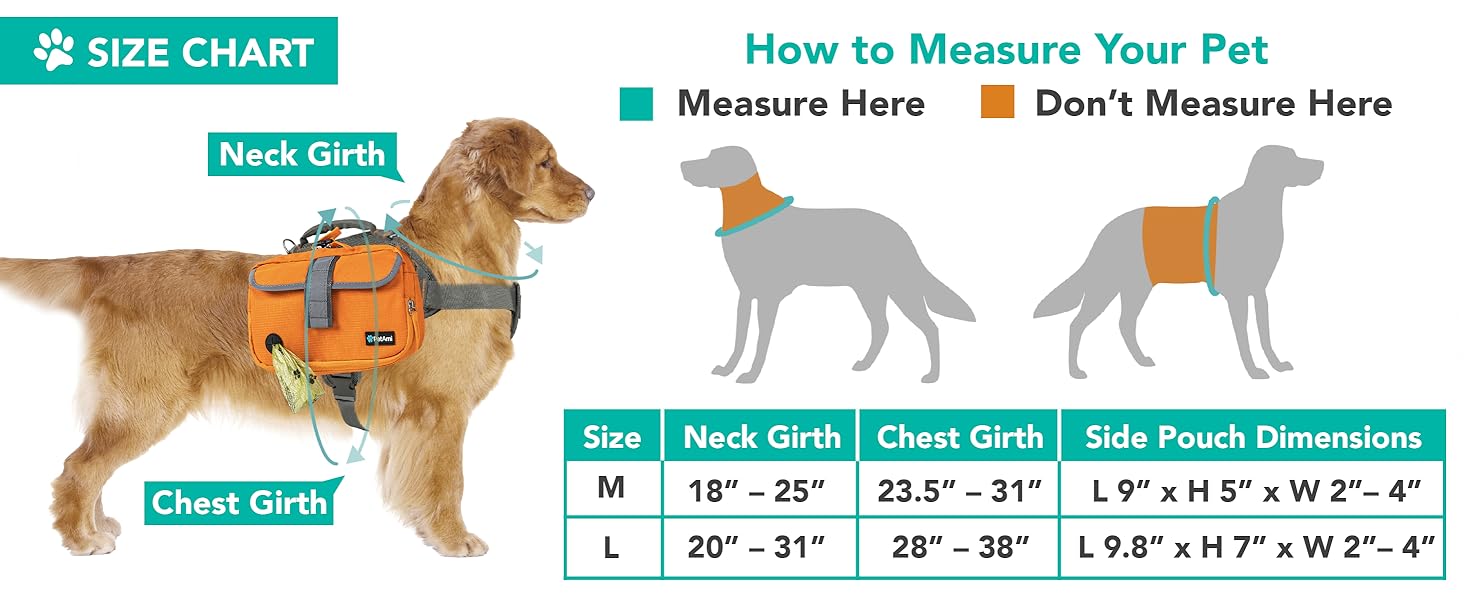 dog backpack saddle bag harness hiking medium large pack walking running