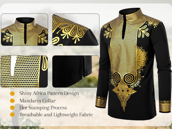 Amazon.com: ZEROYAA Men's Africa Stand-up Collar Long Sleeve