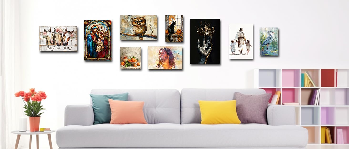 SWQYLB Christmas Canvas Wall Art Santa Claus with Reindeer