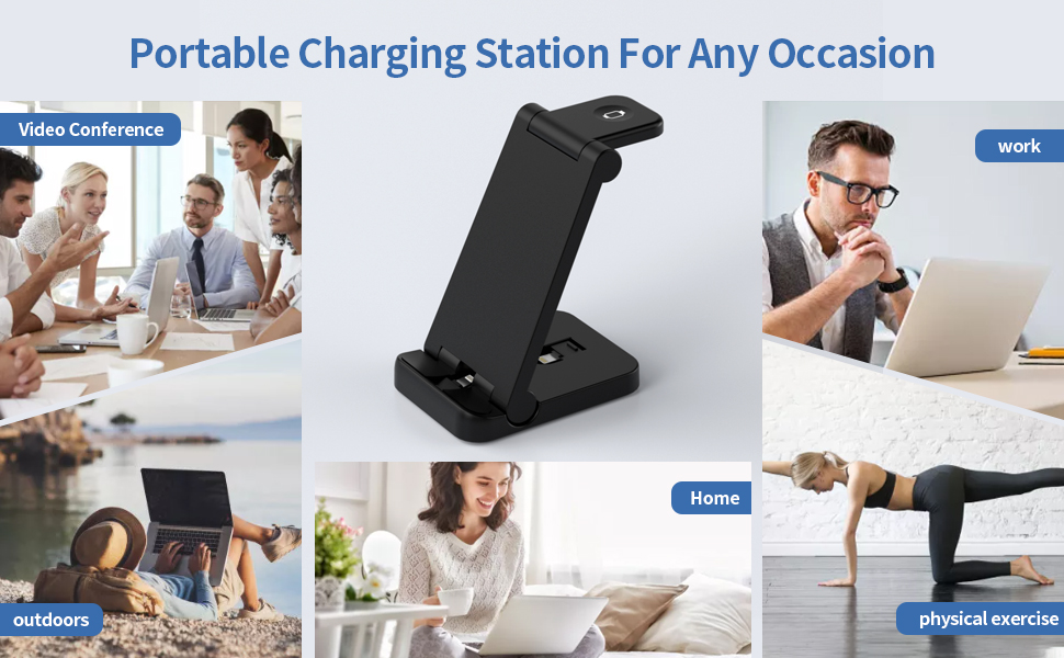 Charging Station for Multiple Devices 3 in 1 Foldable