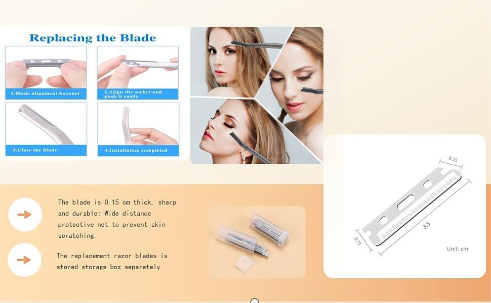 eyebrow razor with replaceable blades face shavers for women reusable dermaplaning metal tool