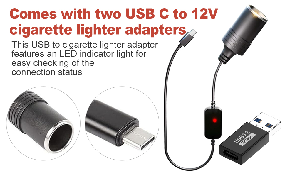 comes with two usb c to 12v