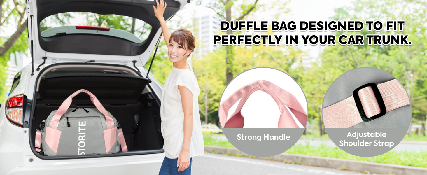 Travel duffle Bag686-LightGrey With Pink