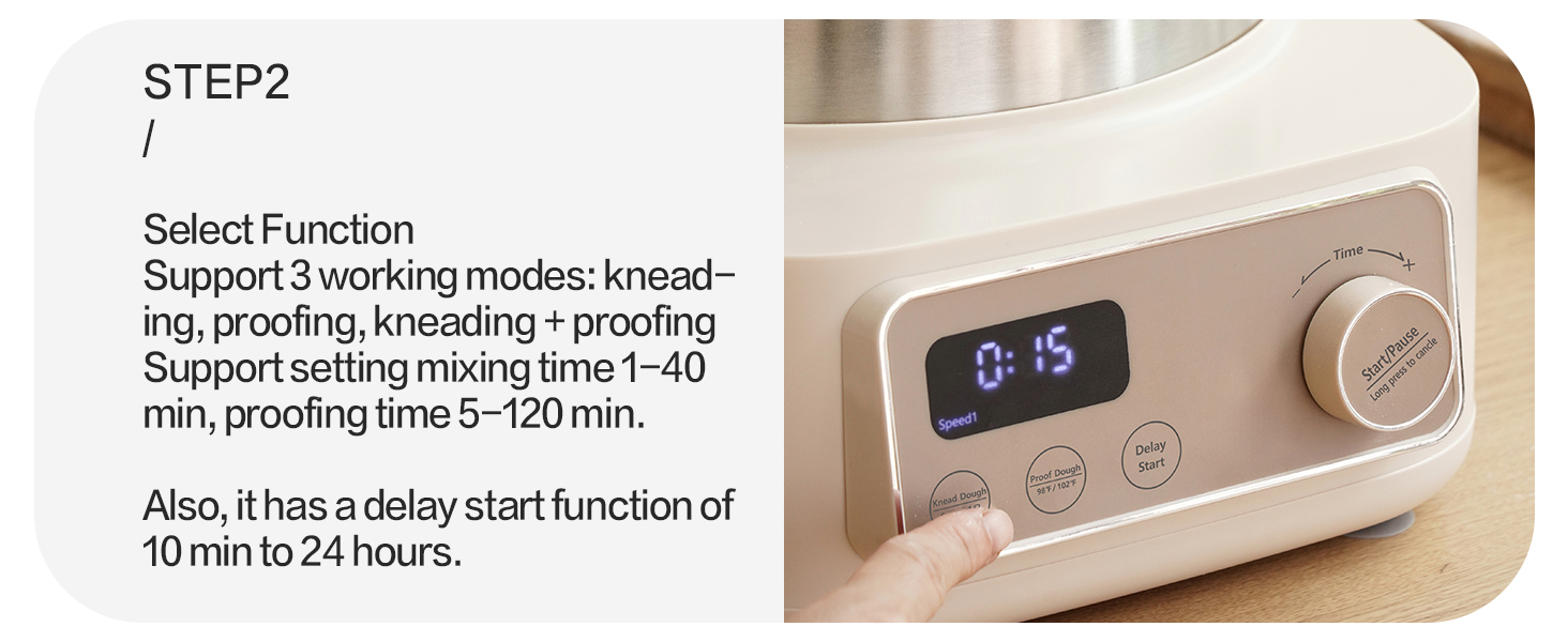MOKKKOM Electric Dough Maker with Proof Dough Function, Microcomputer Timing