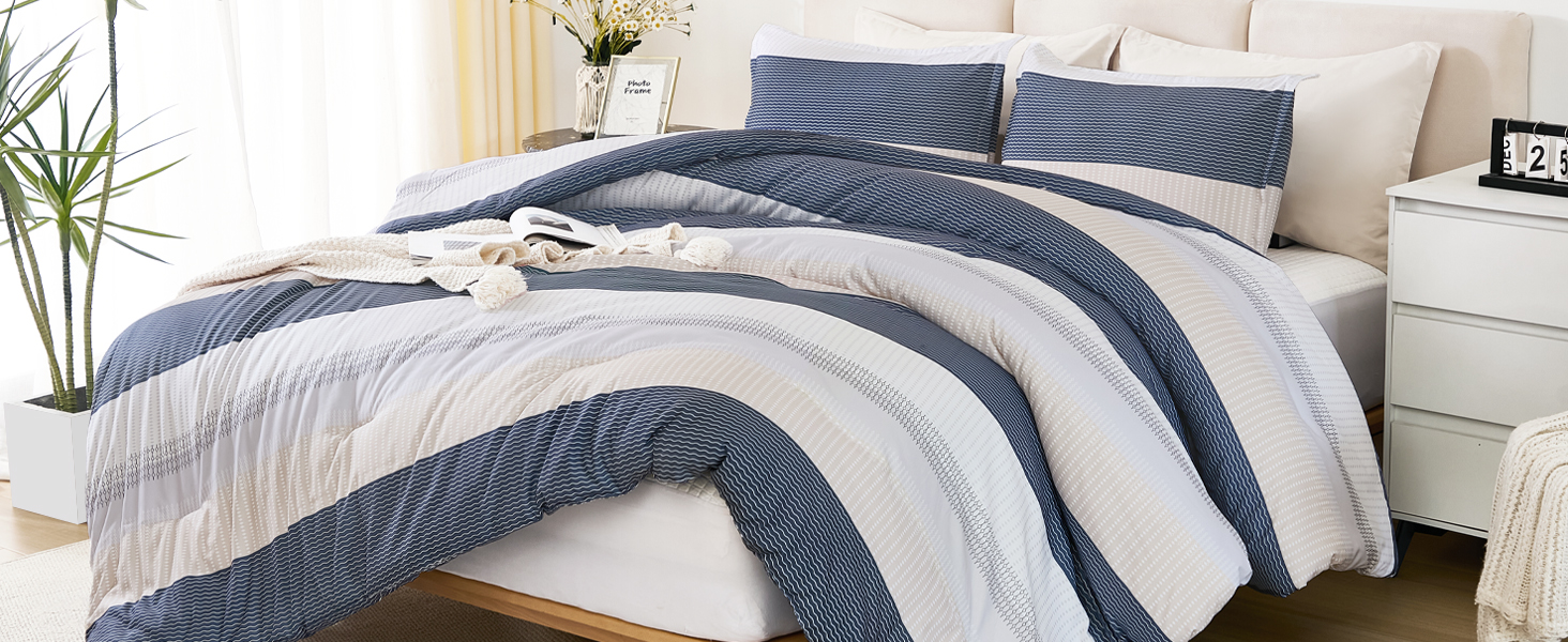 Litanika Comforter Set California King Size Blue Yellow 3