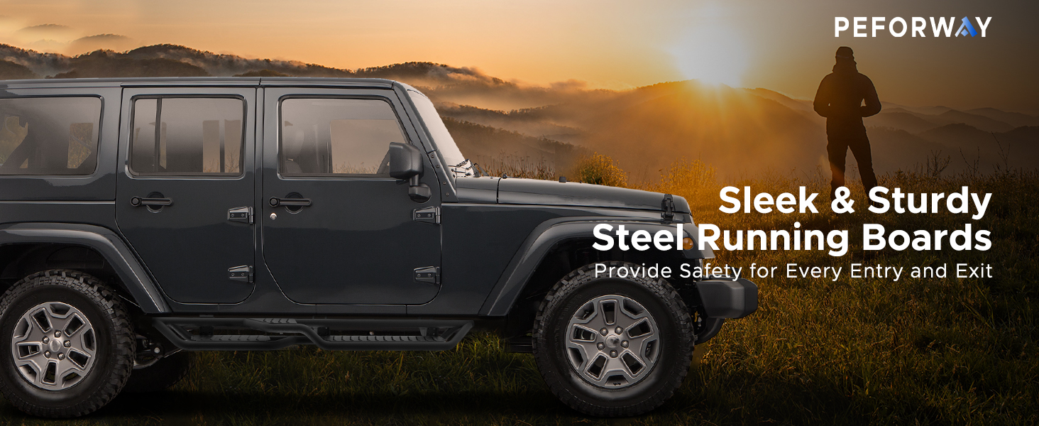 peforway running boards for jeep wrangler jk 4 doors 2007