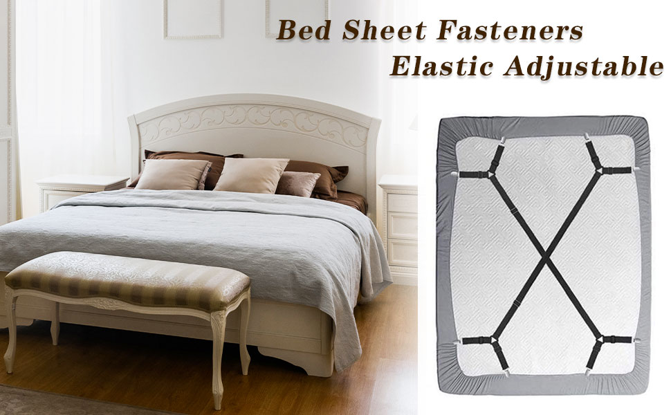 2 Pcs Bed Sheet Fasteners, Elastic Adjustable Crisscross Fitted Sheet