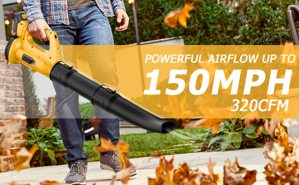 BHY 320 CFM 150 MPH Cordless Leaf Blower with 4.0Ah Battery