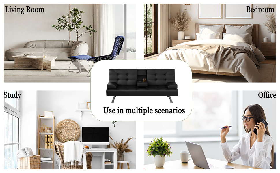 KYLE & KAY Convertible Sofa Bed, Upholstered Comfy Couch