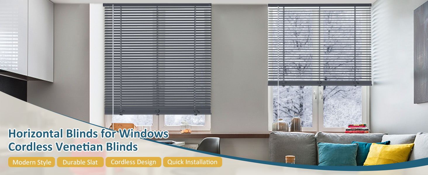 KCO Mini Blinds for Windows Cordless Horizontal Window