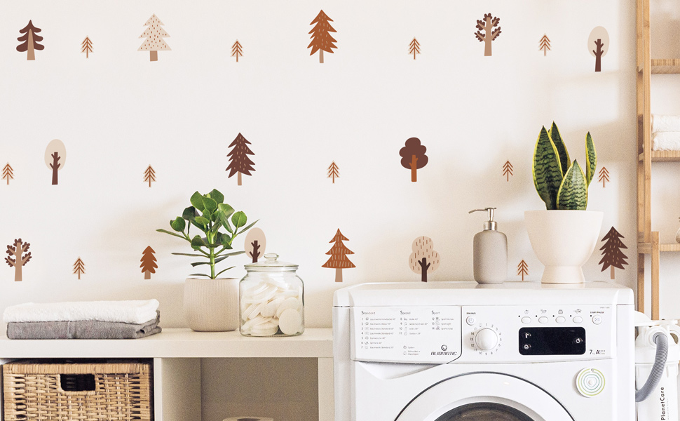 Boho Woodland Trees Wall Decals for Girls Bedroom Kids