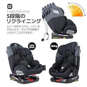 リクライニング機能付きチャイルドシート 赤ちゃんが快適に過ごせる！リクライニング機能付き