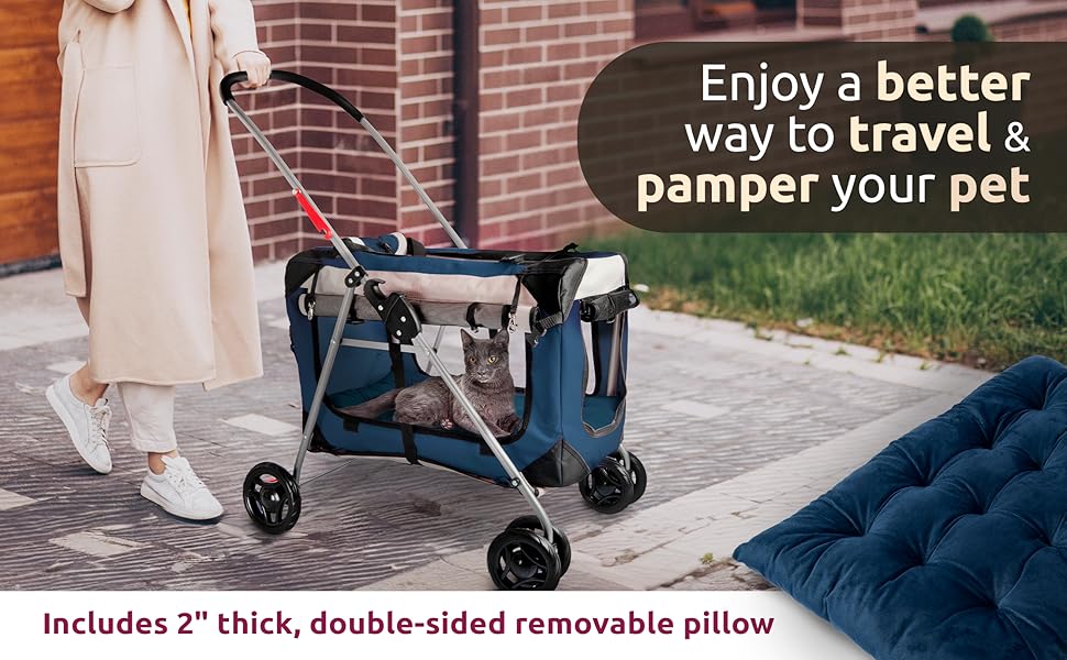 PetLuv Large Premium Cat Stroller. Fits Up to 2 Cats. Pet