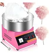 110V1000W Electric Commercial Pink Cotton Candy Machine, 15 Inch Stainless Steel Large Bowl, Dual...