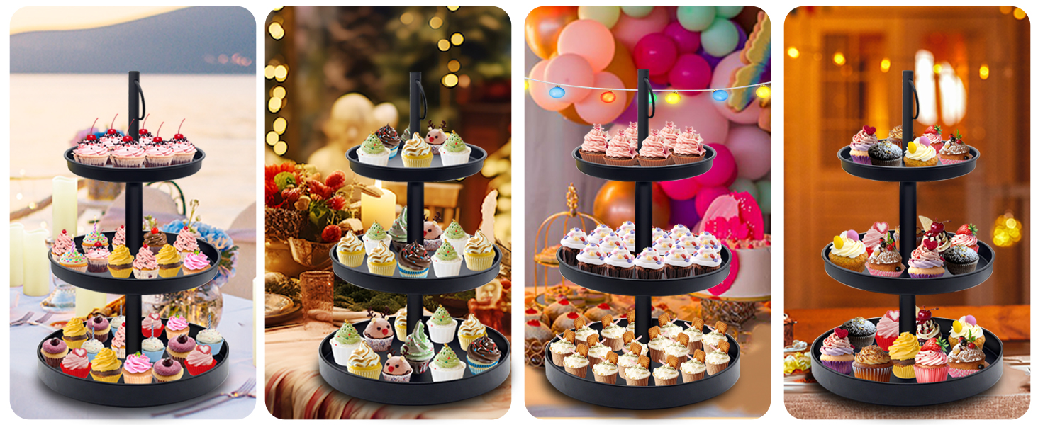 Cupcake Stand for 50 Cupcakes, Metal 3 Tier Cupcake Tower