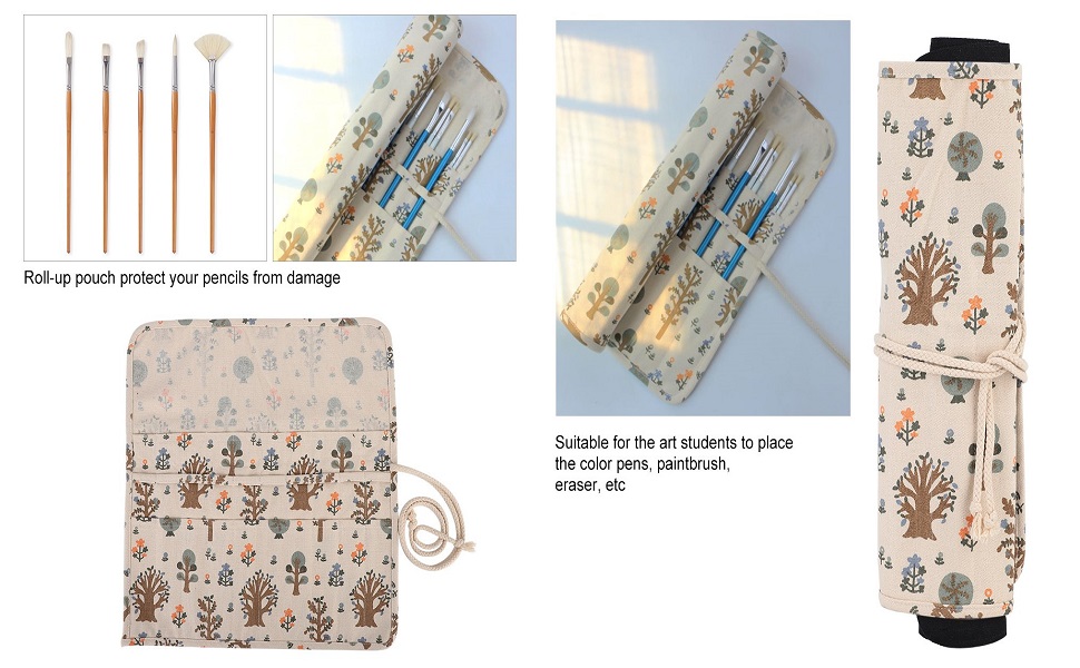 Hztyyier 20 Holes Artist Paint Brushes Bag Roll Up Pen