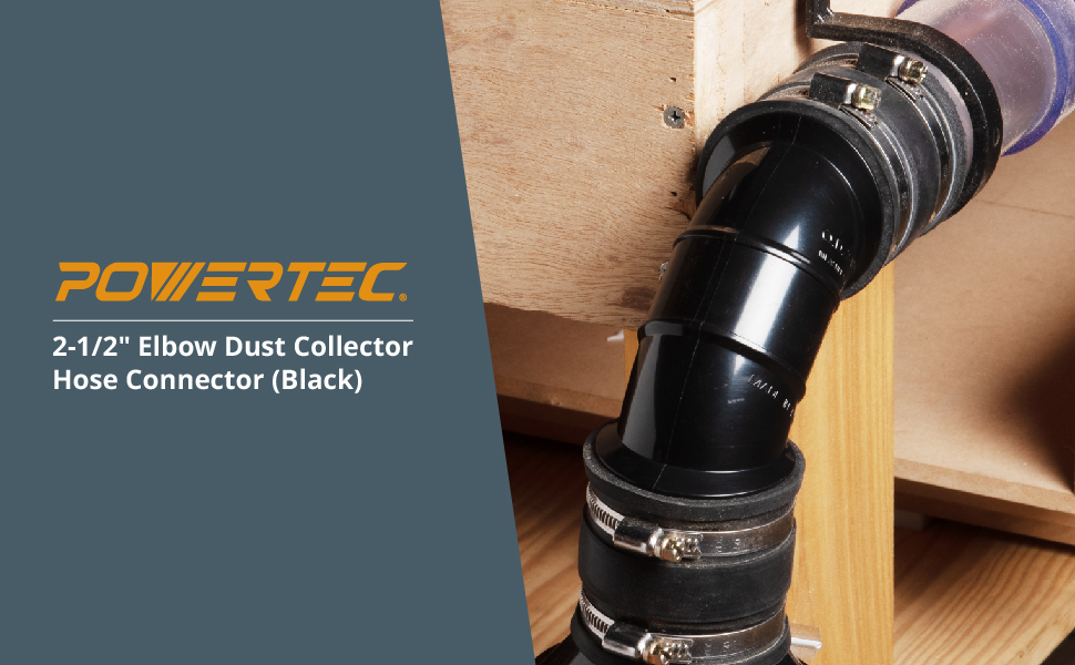 POWERTEC 70344 21/2" OD 90 Degree Elbow ABS Plastic Dust