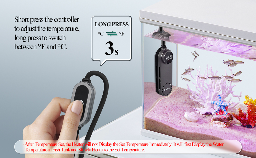 boxtech Betta Fish Tank Heater Small Aquarium Heater 75w for Turtle Tank with Led